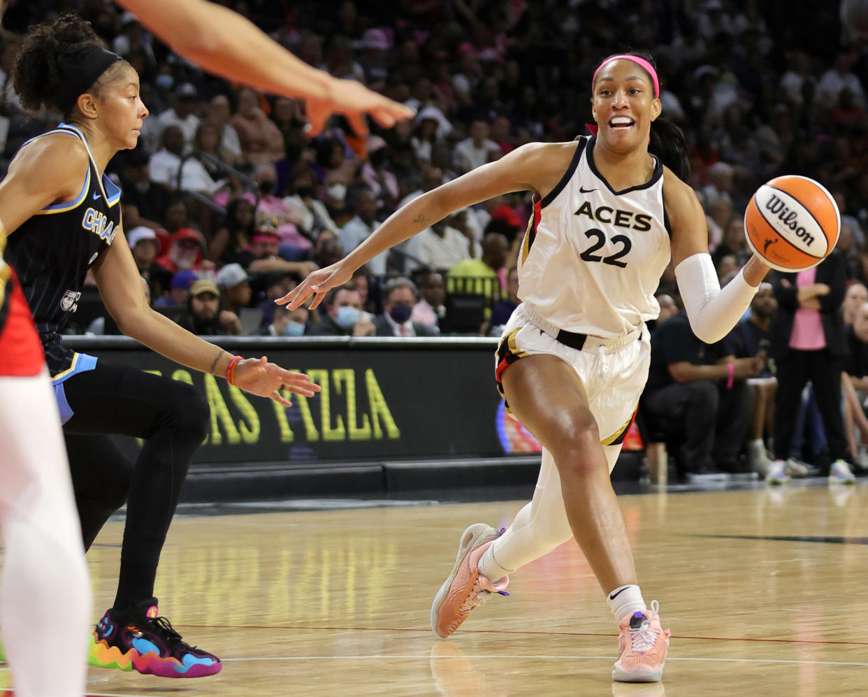 A'ja Wilson (22) and her Las Vegas Aces are trying to lock down the No. 1 seed in the WNBA playoffs. (Photo by Ethan Miller/Getty Images)