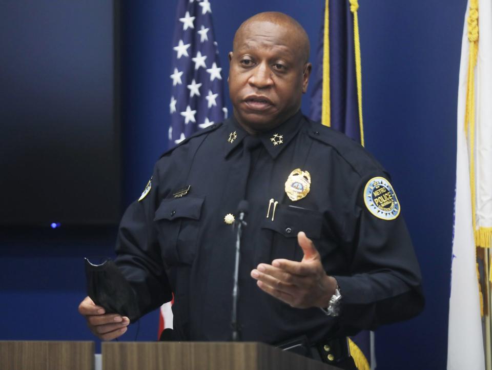 Metro Nashville Police Chief John Drake speaks during a press conference to announce the arrest of Devaunte Lewis Hill on Dec. 11, 2020.