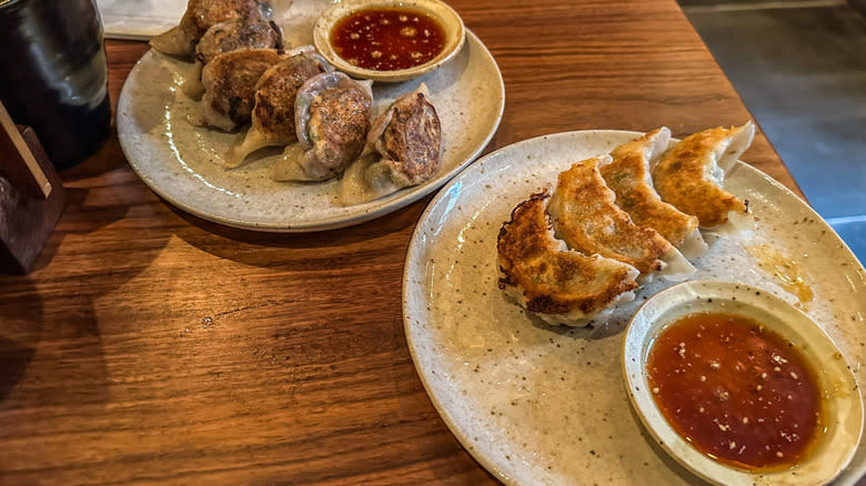 Raku fried veggie and pork gyoza