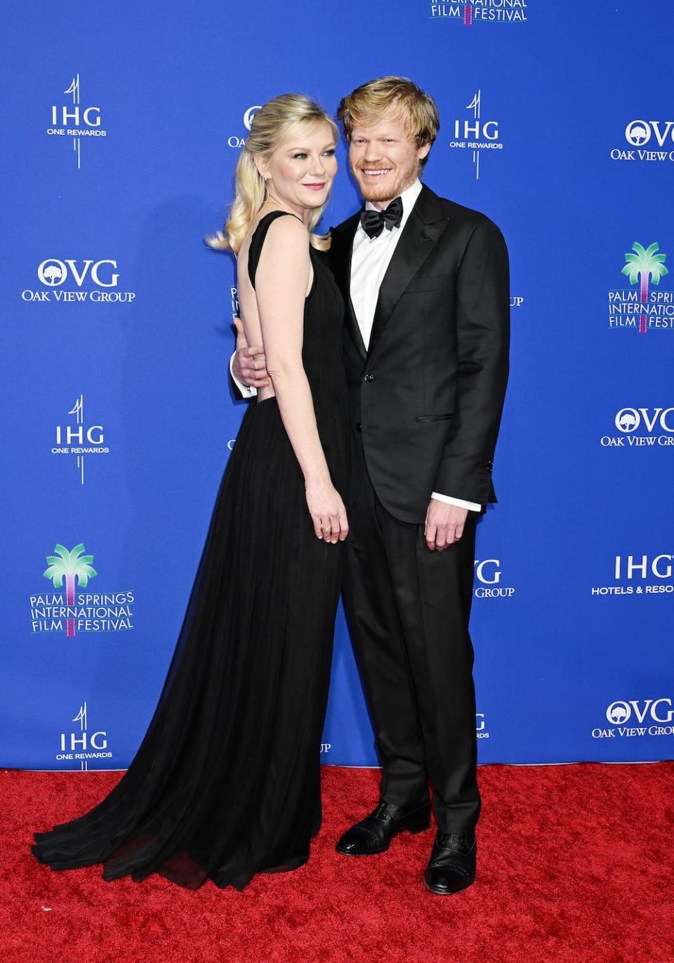 Kirsten Dunst and Jesse Plemons at the 2024 Palm Springs International Film Festival Film Awards.