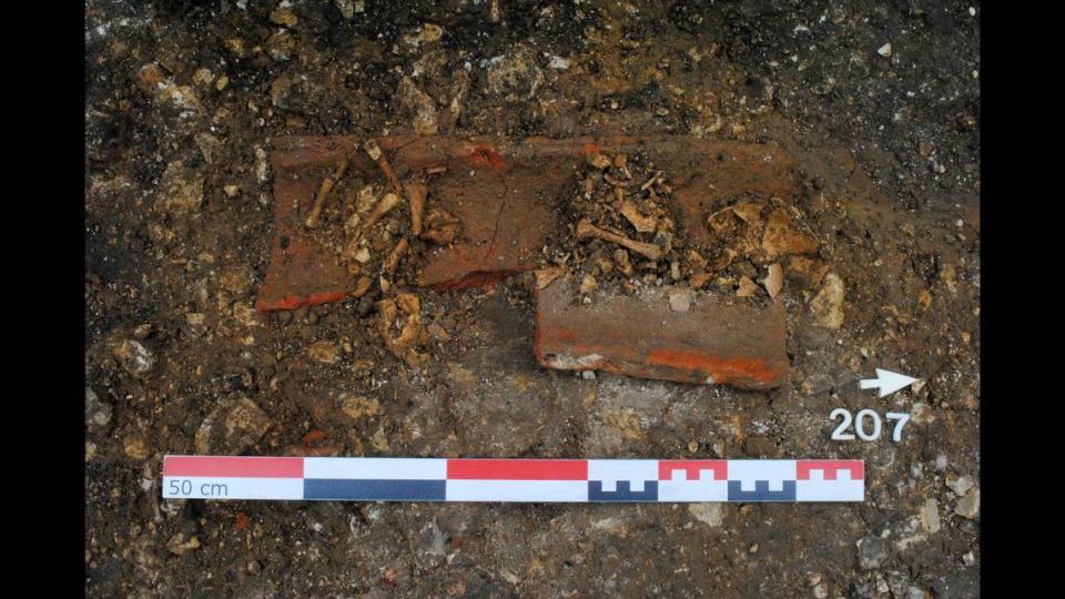 The remains of infants were found buried next to the homes, likely because they died too young to be buried in an official cemetery, the researchers said.