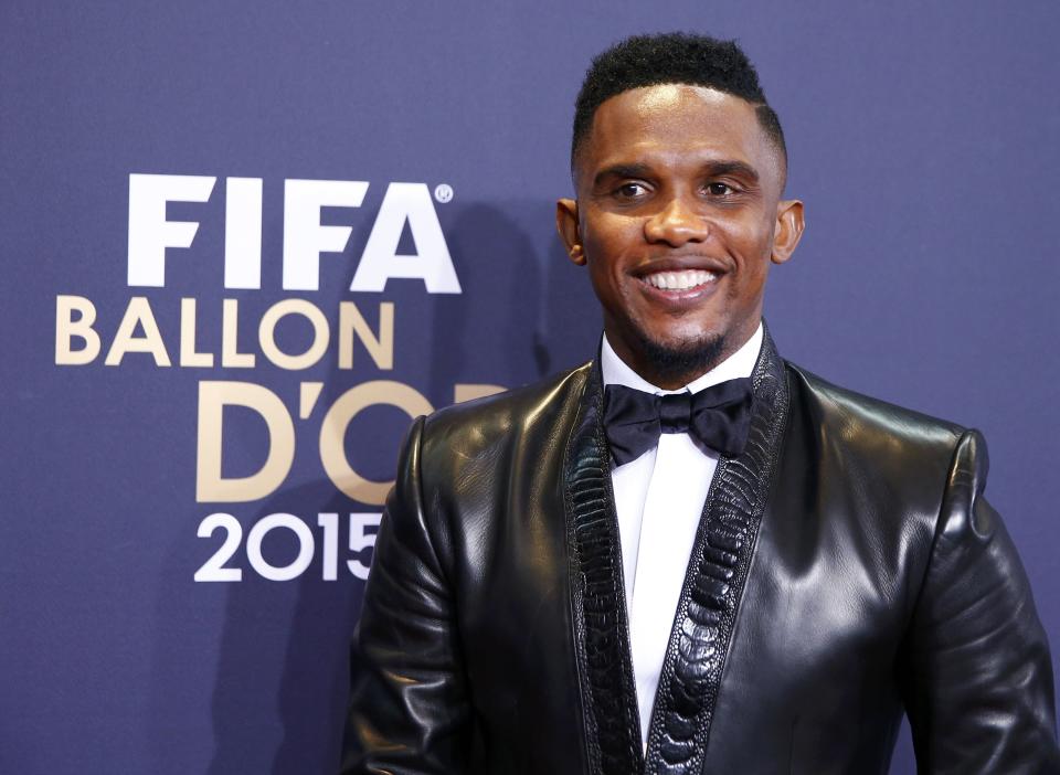 Cameroon soccer player Eto'o arrives for the FIFA Ballon d'Or 2015 awards ceremony in Zurich