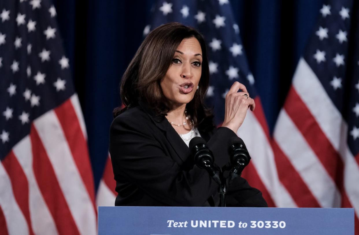 <span class="caption">Kamala Harris, the Democratic vice presidential nominee.</span> <span class="attribution"><a class="link " href="https://www.gettyimages.com/detail/news-photo/democratic-vice-presidential-nominee-sen-kamala-harris-news-photo/1228230133?adppopup=true" rel="nofollow noopener" target="_blank" data-ylk="slk:Michael A. McCoy/Getty Images;elm:context_link;itc:0;sec:content-canvas">Michael A. McCoy/Getty Images</a></span>