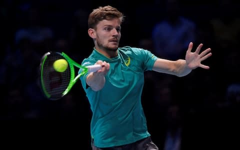 Belgium's David Goffin in action during the final against Bulgaria's Grigor Dimitrov