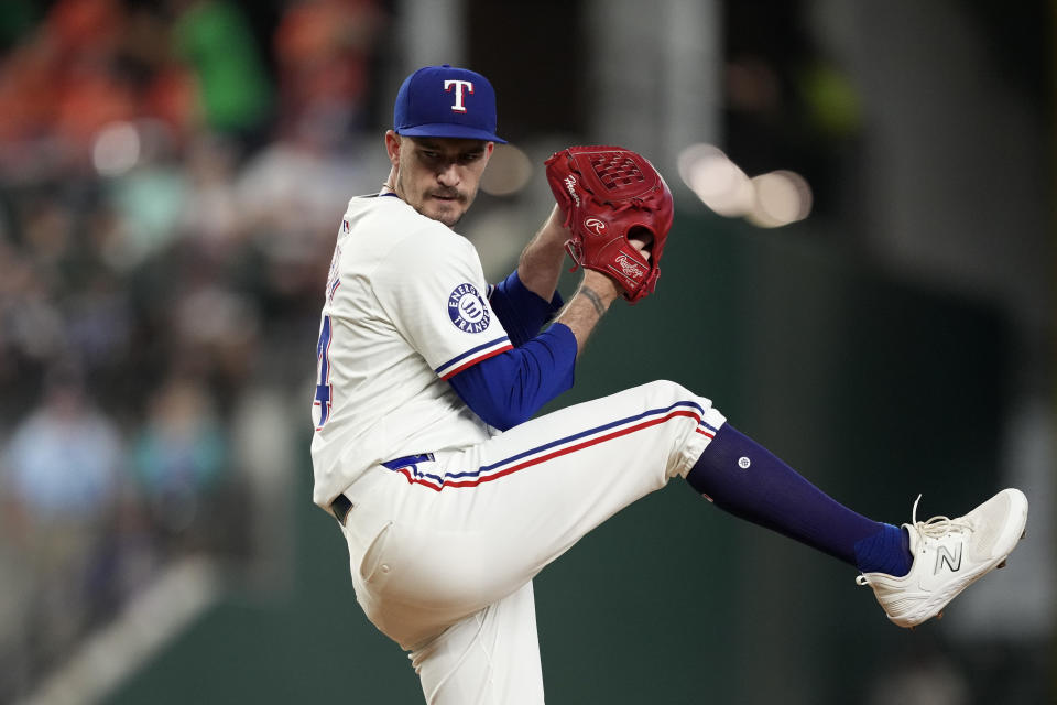 Andrew Heaney #44 of the Texas Rangers pitches during the first inning against the Pittsburgh Pirates at Globe Life Field on August 21, 2024 in Arlington, Texas. (Photo by Sam Hodde/Getty Images)