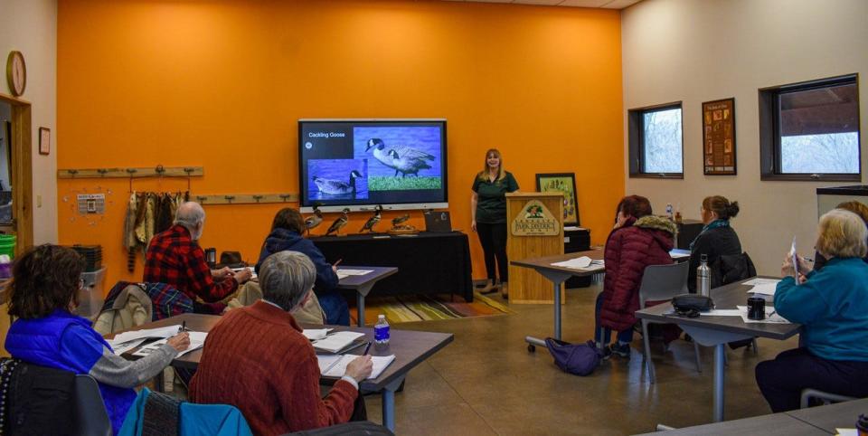 Several birders attended Sarah Chong’s Winter Waterfowl ID program, where they learned to identify birds not only by physical clues but also by sound and behavior.