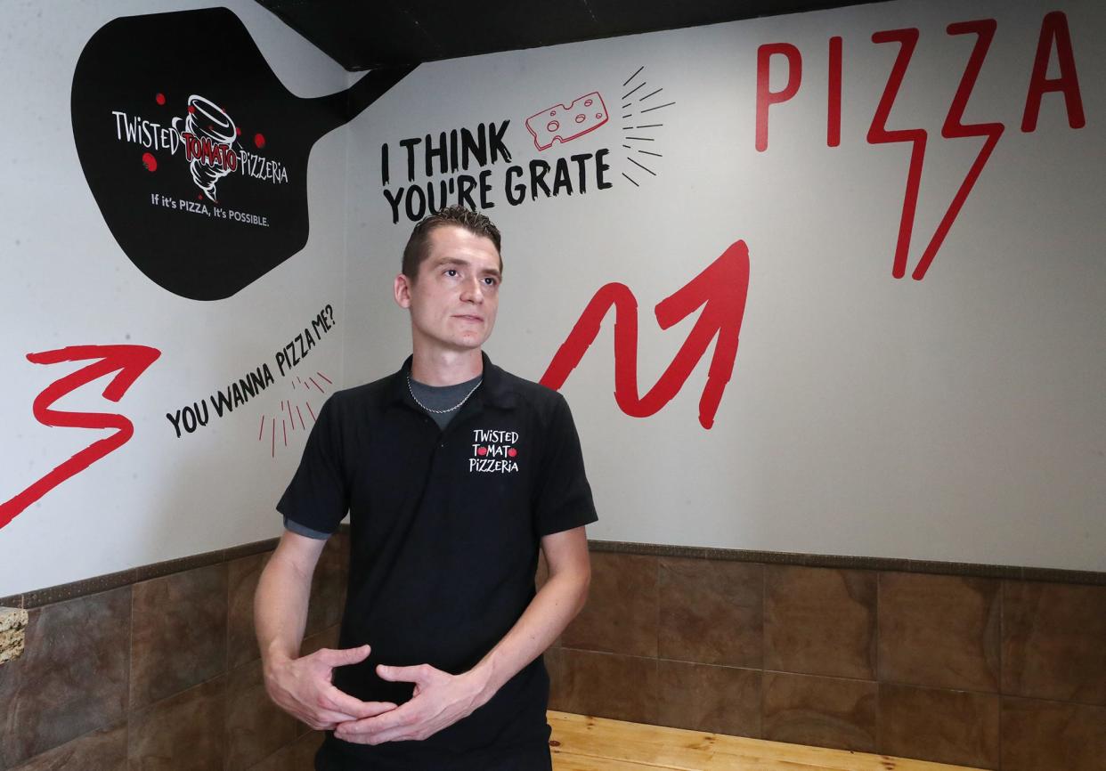 Brad Cover, owner of Twisted Tomato Pizzeria, talks about opening at the location of former Pony Express Pizza in Stow. Twisted Tomato Pizzeria will open Monday