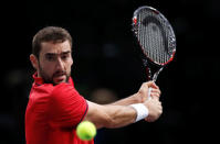 Tennis - Paris Masters tennis tournament third round - Paris, France - 3/11/2016. Marin Cilic of Croatia returns the ball. REUTERS/Gonzalo Fuentes