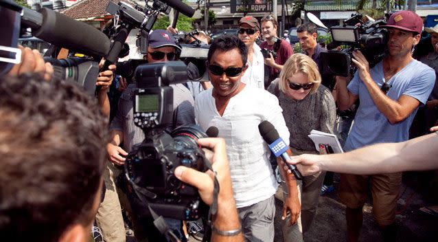 Wayan Widyarta, brother in law of Schapelle Corby, arrives at the Kerobokan prison, in Bali. Photo: AAP