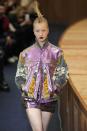 A model wears a creation as part of the Francesca Liberatore women's Fall-Winter 2024-25 collection presented in Milan, northern Italy, Sunday, Feb. 25, 2024. (AP Photo/Antonio Calanni)