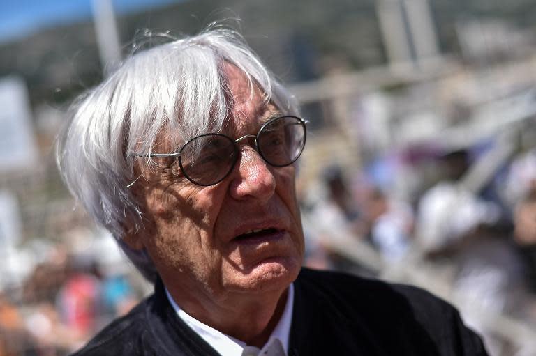 Formula One boss Bernie Ecclestone arrives at the paddock at the Monaco street circuit ahead of the Monaco Formula One Grand Prix in Monte Carlo on May 22, 2015