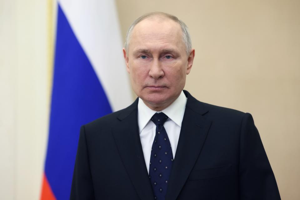 Le président russe Vladimir Poutine lors de son discours à la nation, à Moscou, le 23 février 2023.