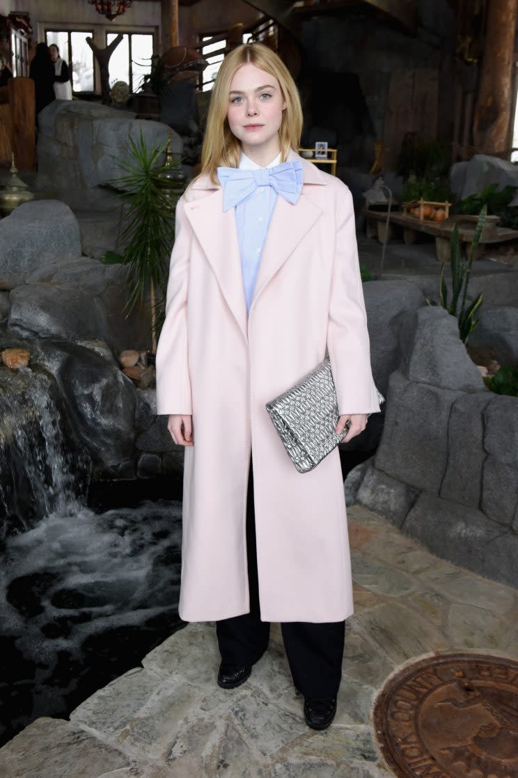 Elle Fanning in Max Mara at a lunch during the Sundance Film Festival. (Photo: Getty Images) 