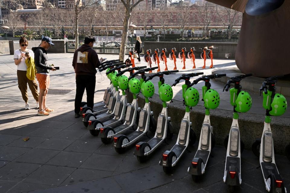 Electric scooters are available for rent in Melbourne's CBD on August 13, 2024 (Getty Images)