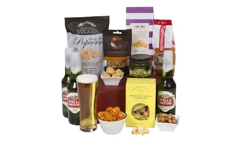 Valentine's Day beer hamper with Stella Artois beer and gourmet foods