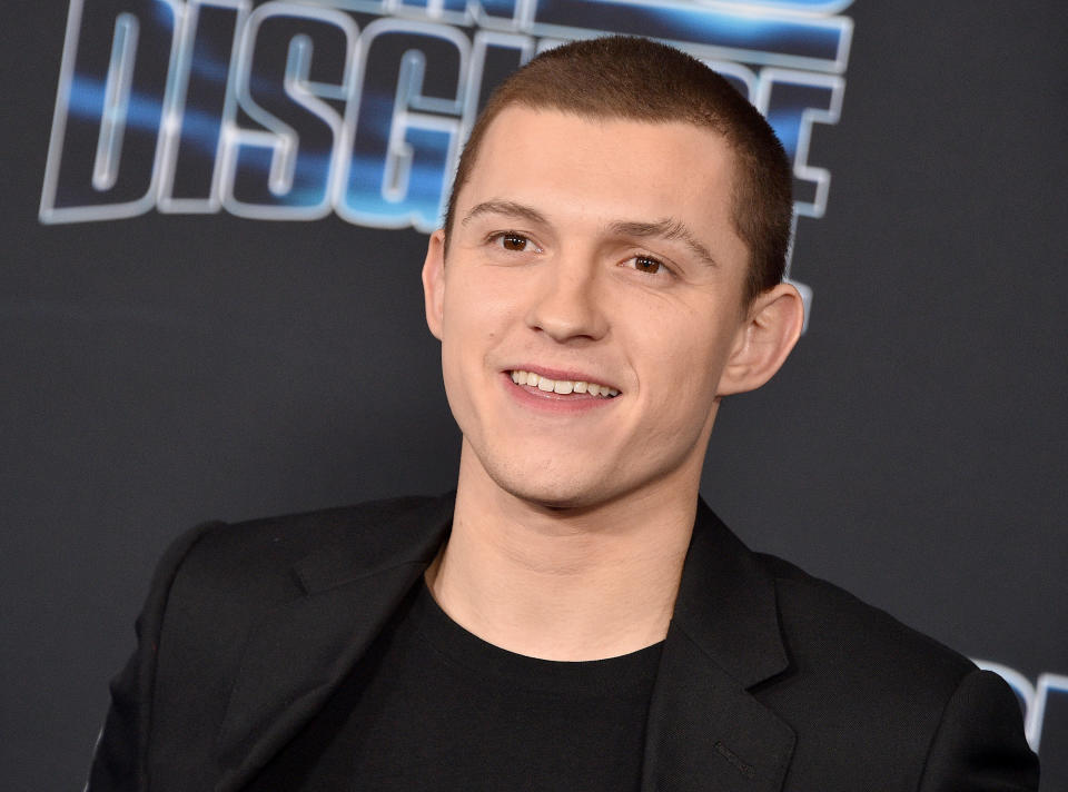 LOS ANGELES, CA - DECEMBER 04:  Tom Holland arrives at the premiere of 20th Century Fox's "Spies In Disguise" at El Capitan Theatre on December 4, 2019 in Los Angeles, California.  (Photo by Gregg DeGuire/FilmMagic)