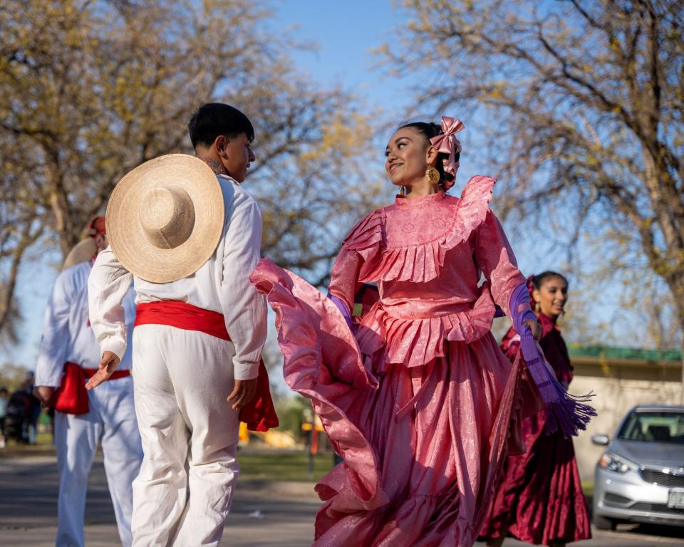 Grupo Folklorico Omawari dances at Mineral Palace Park during the 52nd annual Cinco de Mayo in the Parks celebration in Pueblo, Colo., May 5, 2022.