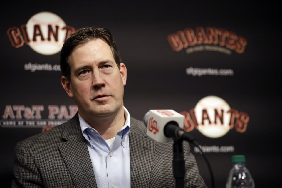 The Giants have parted ways with general manager Bobby Evans. (AP Photo)