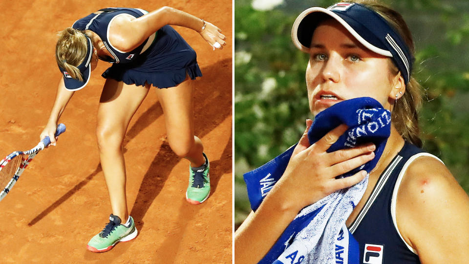 Sofia Kenin, pictured here in action against Victoria Azarenka at the Italian Open.