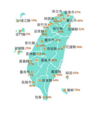 各地區暴風圈侵襲機率。(翻攝自氣象局)