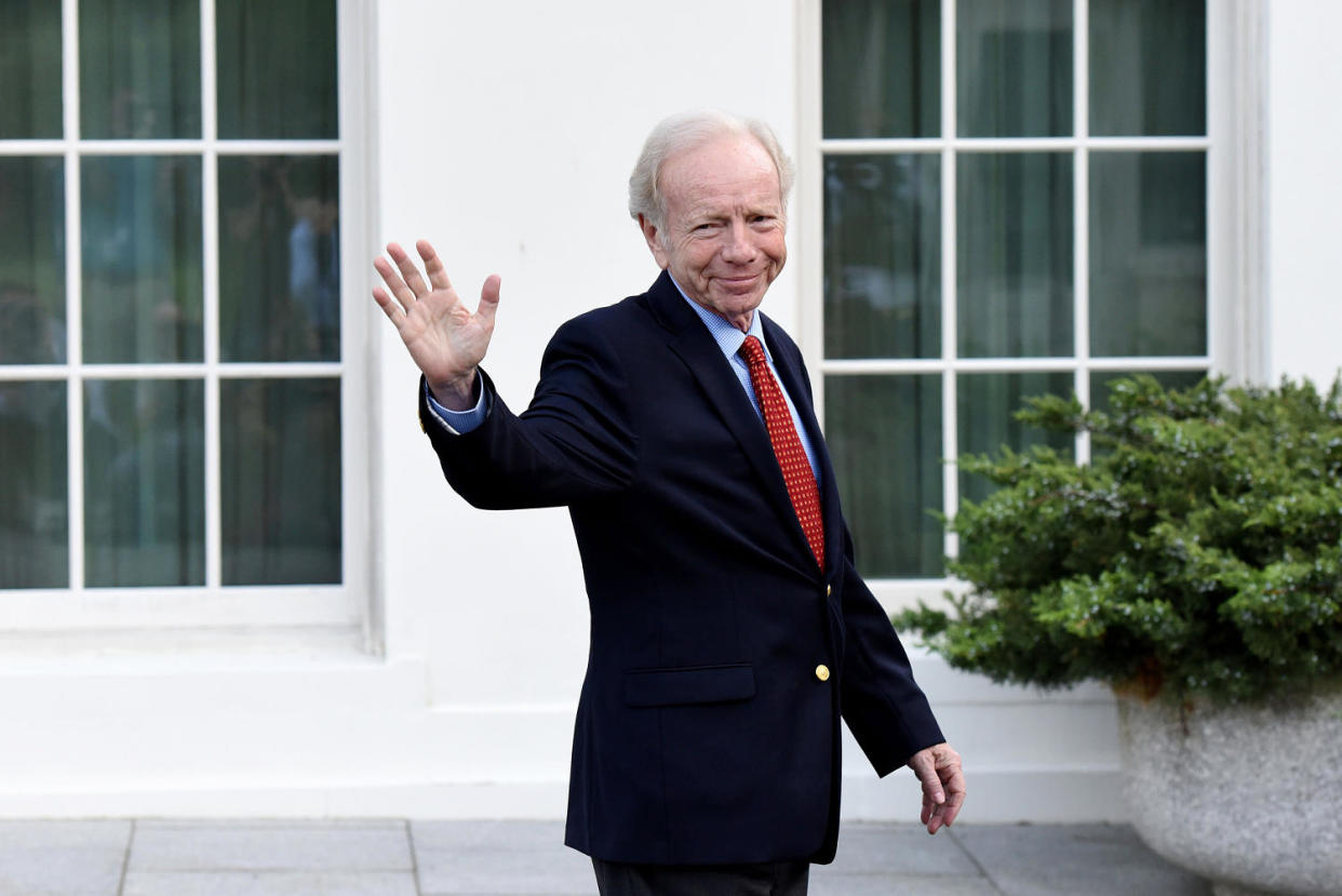 Image: Former Sen. Joe Lieberman leaves the West Wing of the White House (Olivier Douliery / AFP - Getty Images file)