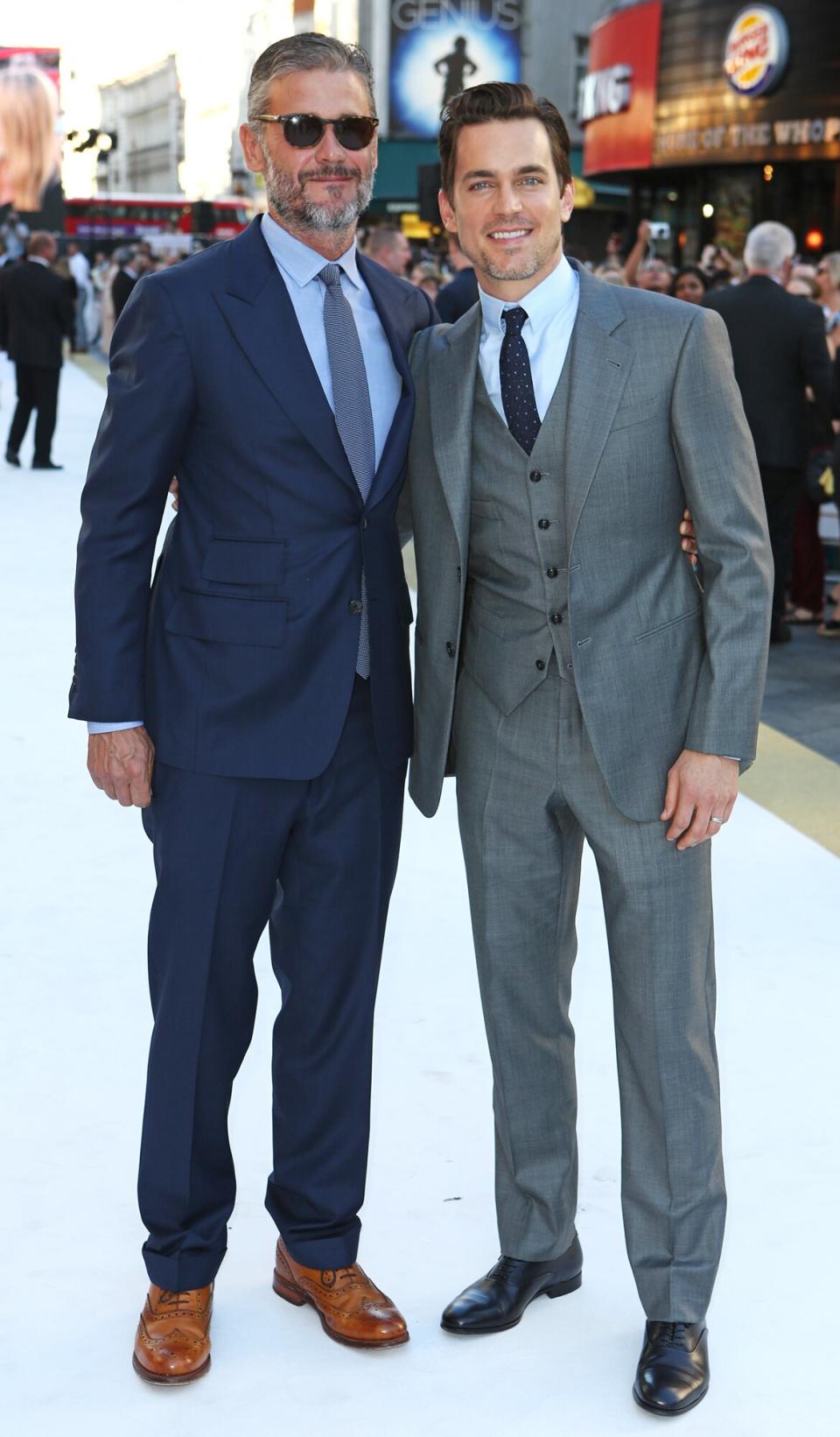 Simon Halls (L) and Matt Bomer attend the UK Premiere of "Magic Mike XXL" at the Vue West End on June 30, 2015 in London, England