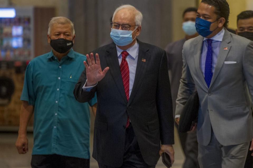 Datuk Seri Najib Razak arrives at the Court of Appeal in Putrajaya May 18, 2021. — Picture by Shafwan Zaidon