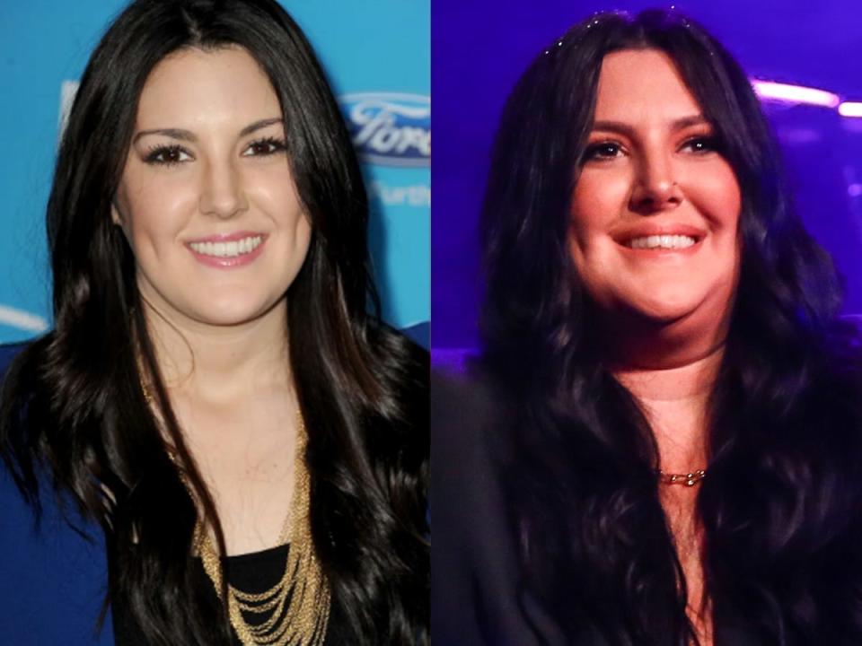 kree harrison on the american idol red carpet in 2013 and kree harrison performing in 2021