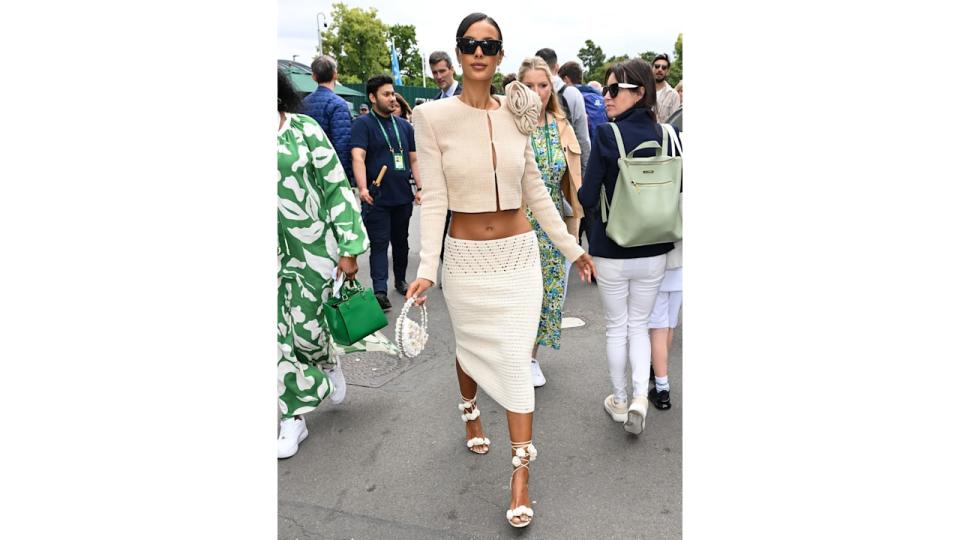 Maya Jama attends day thirteen of the Wimbledon Tennis Championships