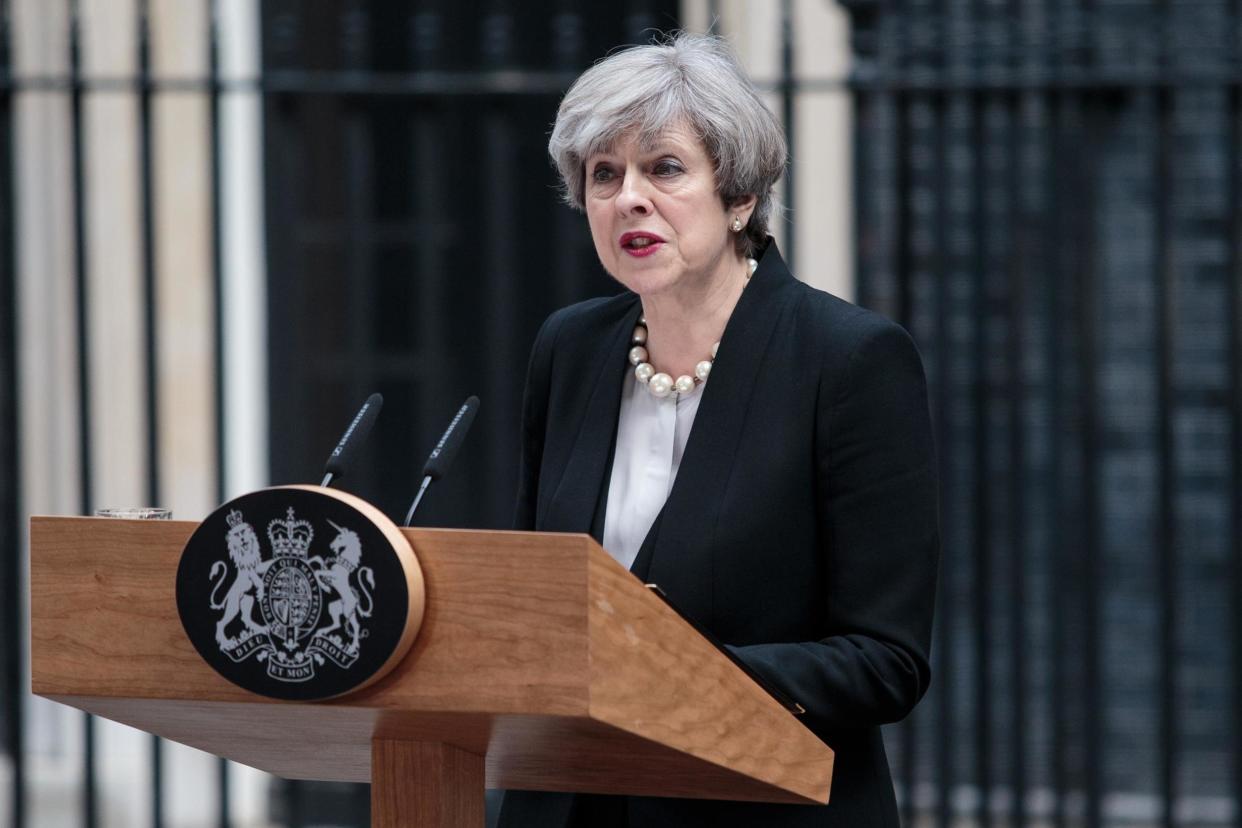 Theresa May makes a statement in Downing Street after chairing a COBRA meeting: Getty Images