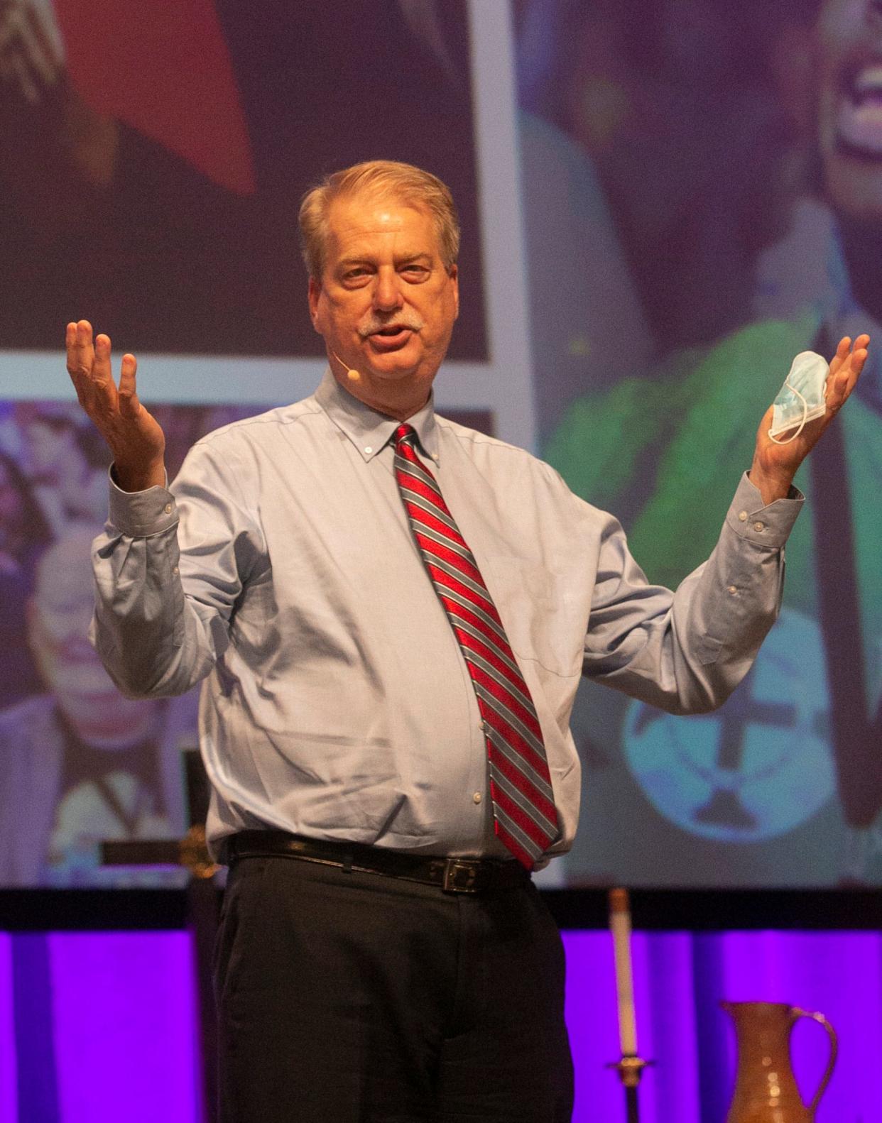 Bishop Ken Carter addresses the audience during the Florida Conference of the United Methodist Church annual meeting at Florida Southern College in June.