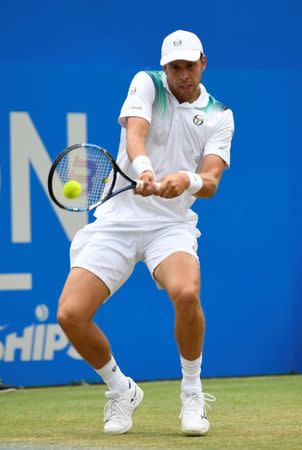 Tennis - Aegon Championships - Queen’s Club, London, Britain - June 24, 2017 Luxembourg's Gilles Muller in action against Croatia's Marin Cilic during the semi finals Action Images via Reuters/Tony O'Brien