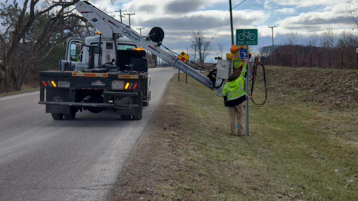 Bike route sign installation is expected to be completed by the end of April.