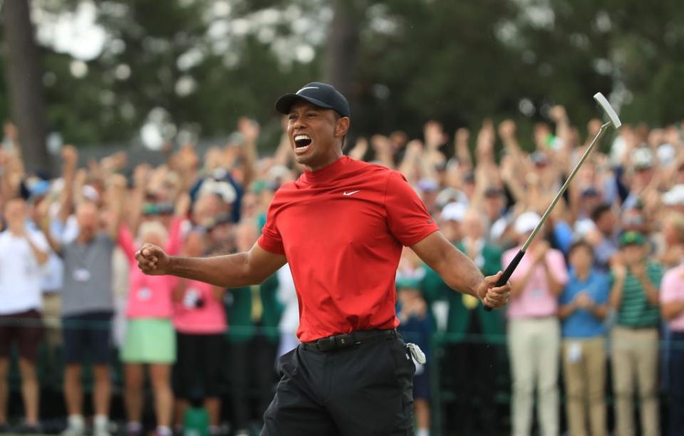 Tiger Woods celebrates after winning the 2019 MastersGetty