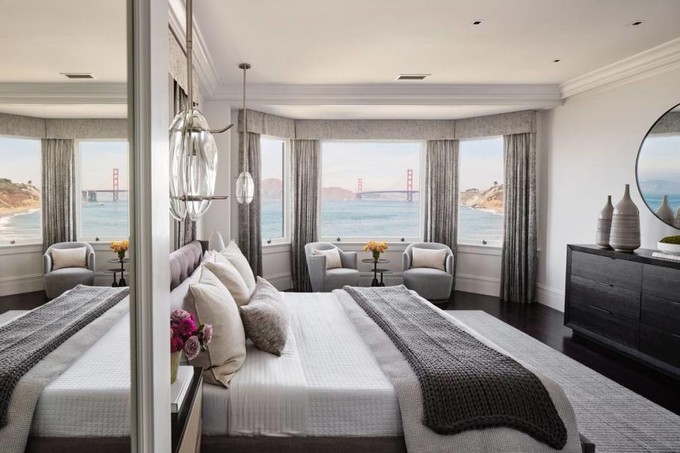 A second-level bedroom with extraordinary views.
