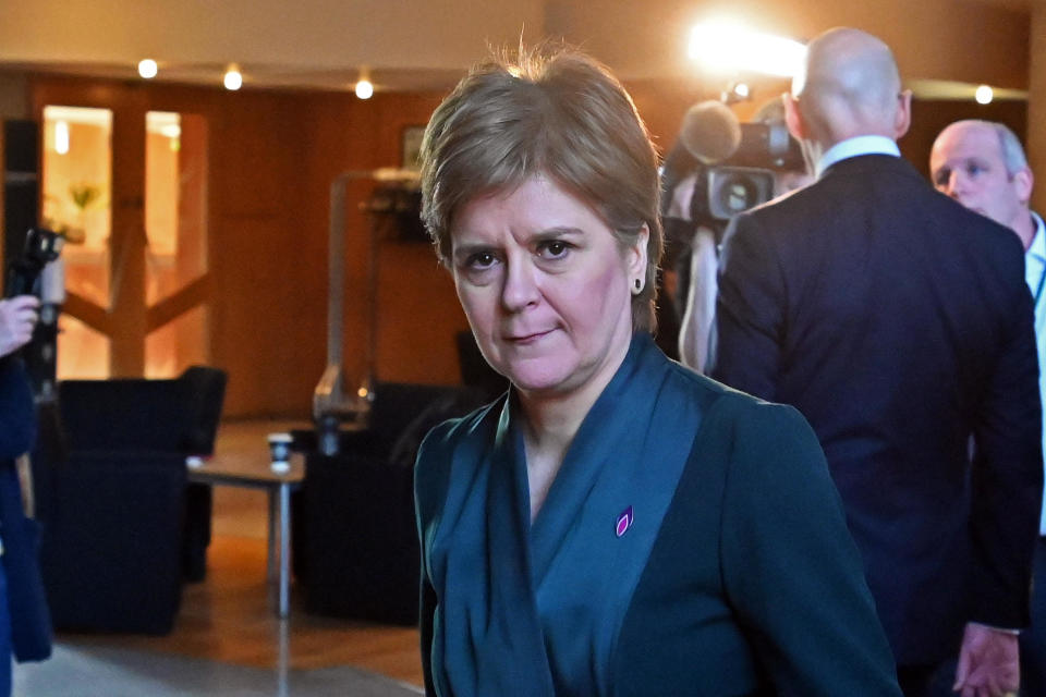Scottish First Minister Nicola Sturgeon is seen on the way to First Minister's Questions in the Scottish Parliament, January 26, 2023, in Edinburgh, Scotland. / Credit: Ken Jack/Getty
