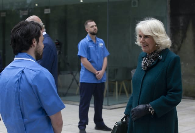 The Duchess of Cornwall during a visit to the Ulster Museum in Belfast where she thanked nurses and midwives who transitioned early from their training to respond to the Covid-19 pandemic. Ian Vogler/Daily Mirror