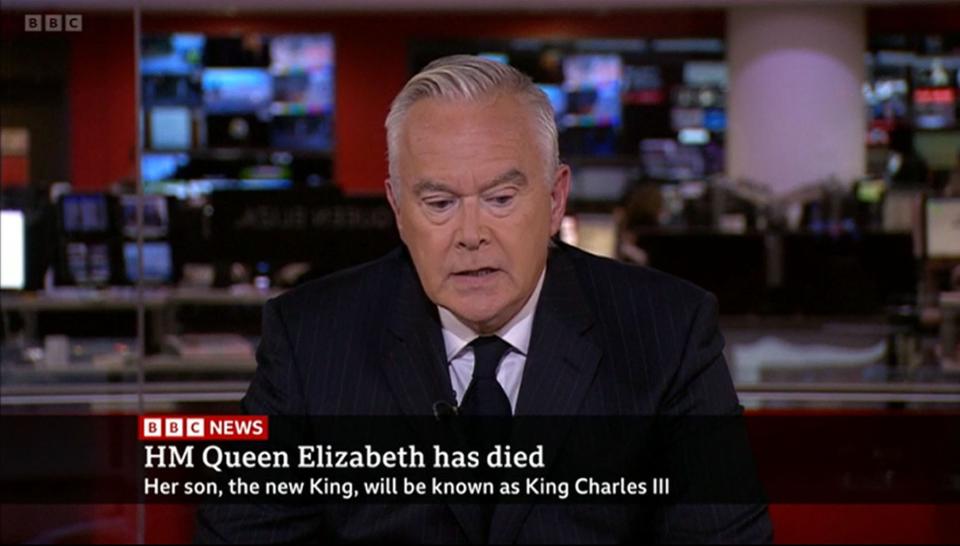 Huw Edwards reporting on the death of Queen Elizabeth II. (BBC/PA)