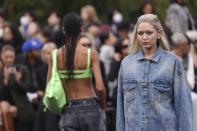 Gigi Hadid wears a creation for the Givenchy ready-to-wear Spring/Summer 2023 fashion collection presented Sunday, Oct. 2, 2022 in Paris. (Photo by Vianney Le Caer/Invision/AP)