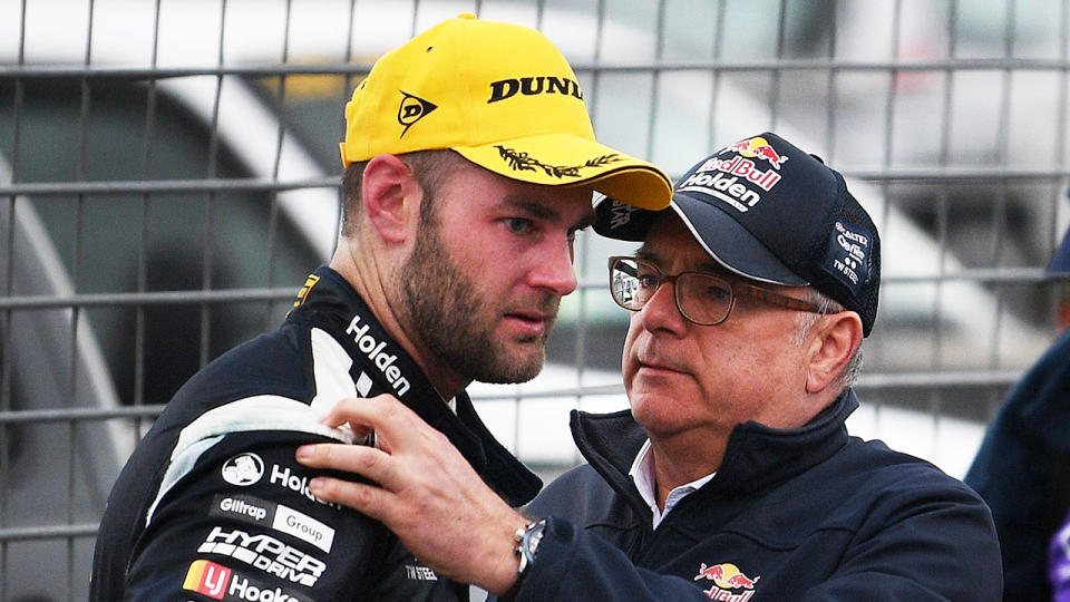 Pictured here, Shane Van Gisbergen with Red Bull Holden Racing Team boss Roland Dane.