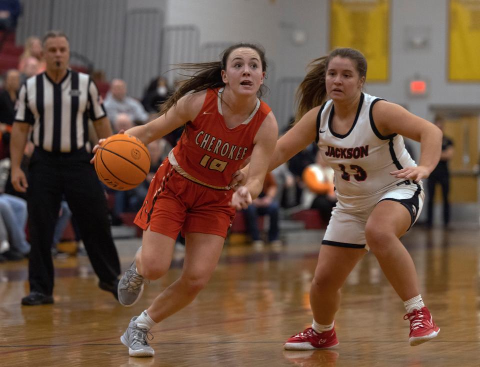 Cherokee senior Katie Fricker drives to the basket.