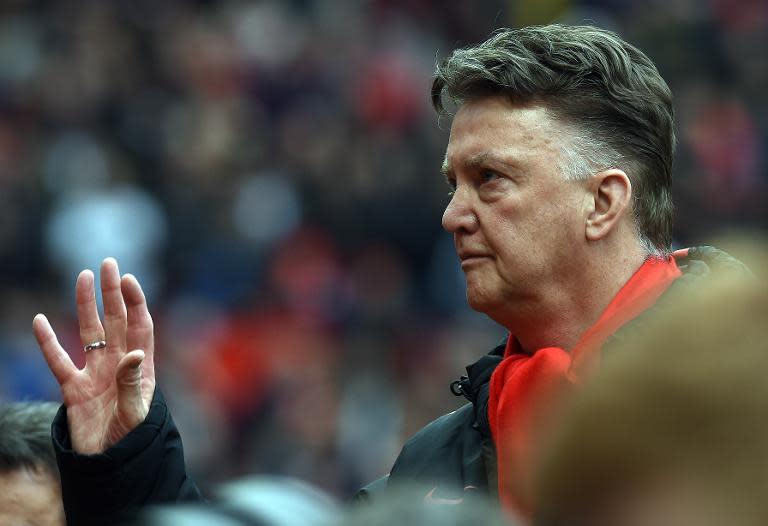 Manchester United's Dutch manager Louis van Gaal arrives for the English Premier League football match between Manchester United and Sunderland at Old Trafford on February 28, 2015
