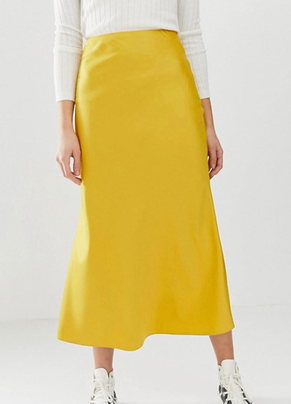 ASOS DESIGN Tall Bias Cut Satin Midi Skirt