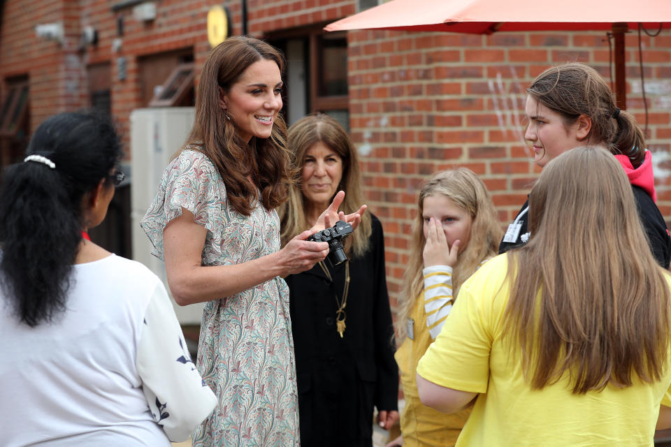 KINGSTON, ENGLAND - JUNE 25: Catherine, Duchess of Cambridge and photographer Jillian Edelstein join a photography workshop for Action for Children, run by the Royal Photographic Society at Warren Park on June 25, 2019 in Kingston, England. (Photo by Chris Jackson/Getty Images)