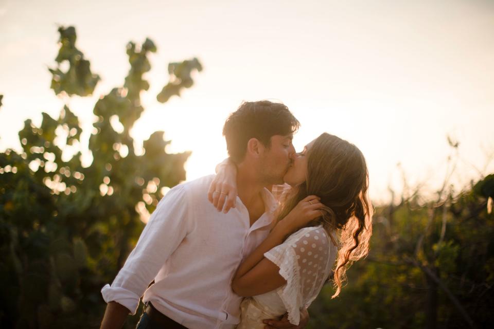 A pre-wedding kiss.