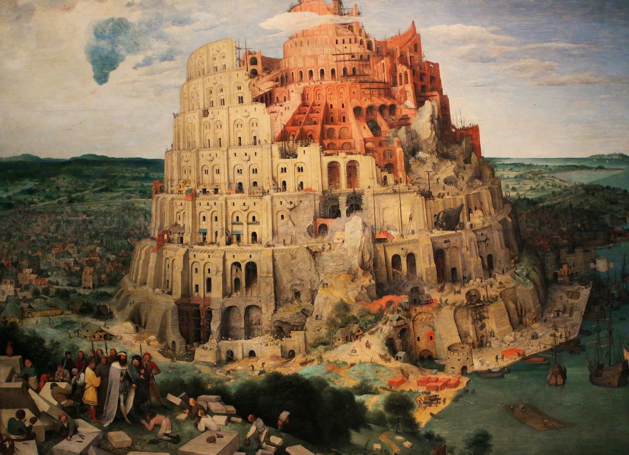 La Torre de Babel, famosa pintura de Pieter Brueghel el Viejo, creada en 1563. <a href="https://www.shutterstock.com/es/image-photo/tower-babel-babylon-famous-painting-by-88154914" rel="nofollow noopener" target="_blank" data-ylk="slk:Shutterstock;elm:context_link;itc:0;sec:content-canvas" class="link ">Shutterstock</a>