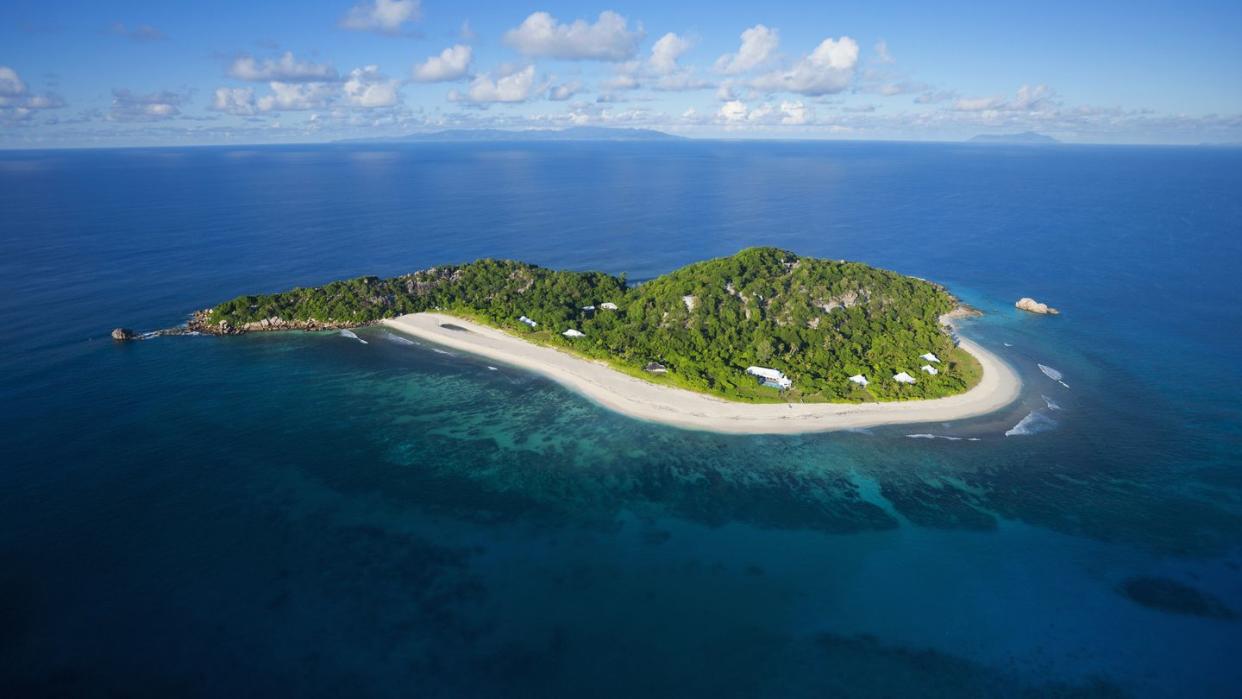 aerial view of cousine island seychelles