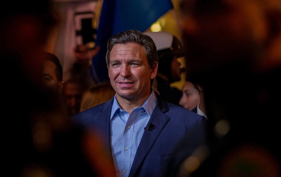 Florida Gov. Ron DeSantis, a Republican presidential primary candidate, urged lawmakers to file legislation punishing Iran for its support of Hamas. Pedro Portal/pportal@miamiherald.com