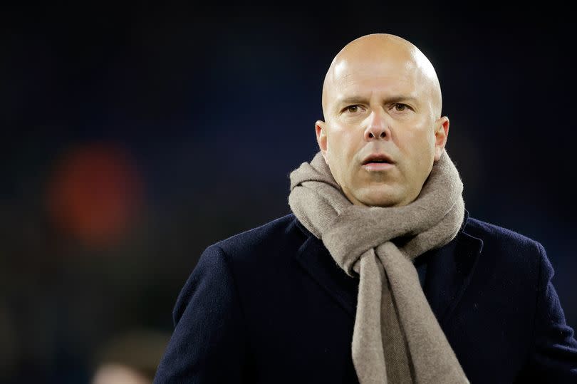 Coach Arne Slot of Feyenoord disappointed during the Dutch Eredivisie  match between Feyenoord v NEC Nijmegen at the Stadium Feijenoord on January 14, 2024 in Rotterdam Netherlands