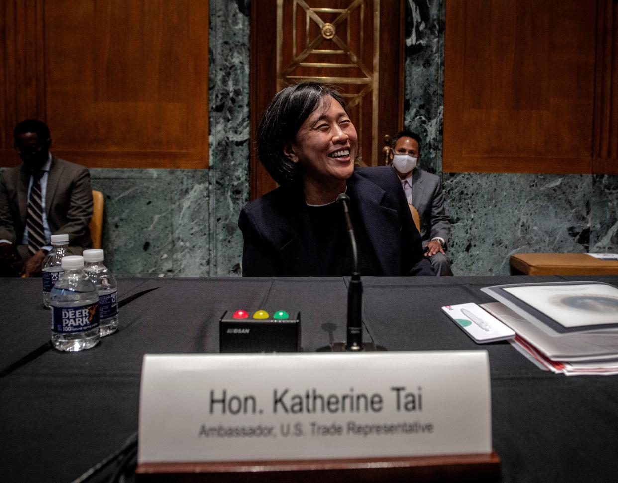 US Trade Representative Katherine Tai pictured at a Senate Appropriations hearing in April 2021 (Getty Images)